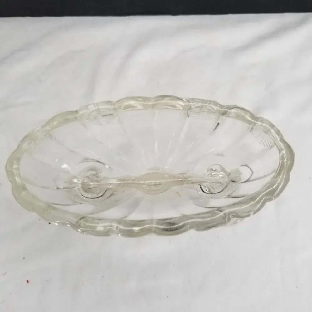 Vintage Pair Glass Double stick Candlestick Holders clear Pressed